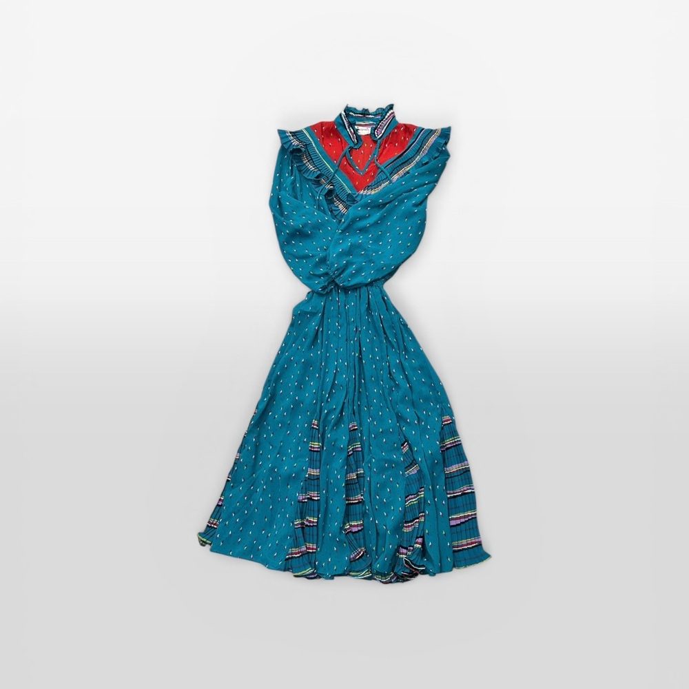 Assorti for Susan Freis Vintage Dress Blue Red Womens Size Large - Picture 9 of 9